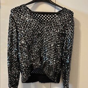 Retro Sequin Black Women's Top size L